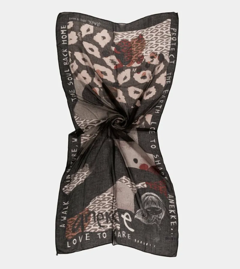 Anekke Amazonia Black Printed Scarf Outlet