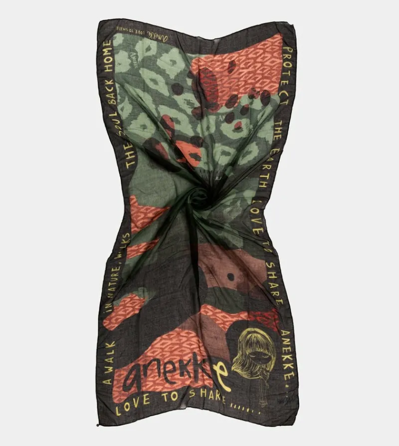 Anekke Amazonia Green Printed Scarf New