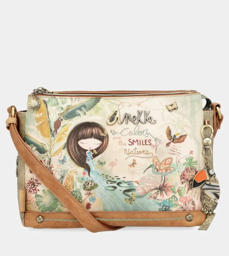 Anekke Amazonia Patterned Crossbody Bag With 3 Compartments Clearance
