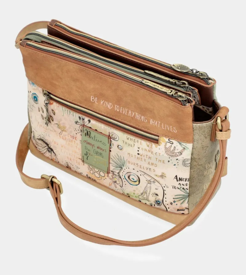 Anekke Amazonia Patterned Crossbody Bag With 3 Compartments Clearance