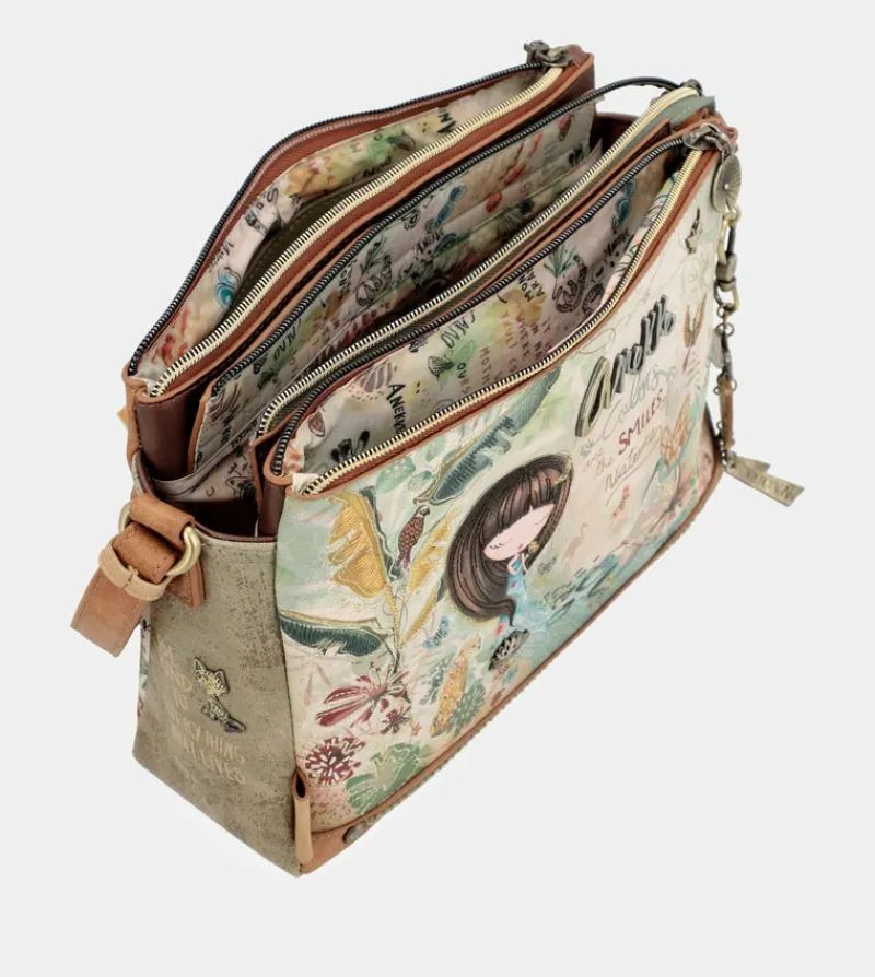 Anekke Amazonia Patterned Crossbody Bag With 3 Compartments Clearance