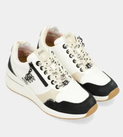 Anekke Black & White Wedge Sneakers Clearance