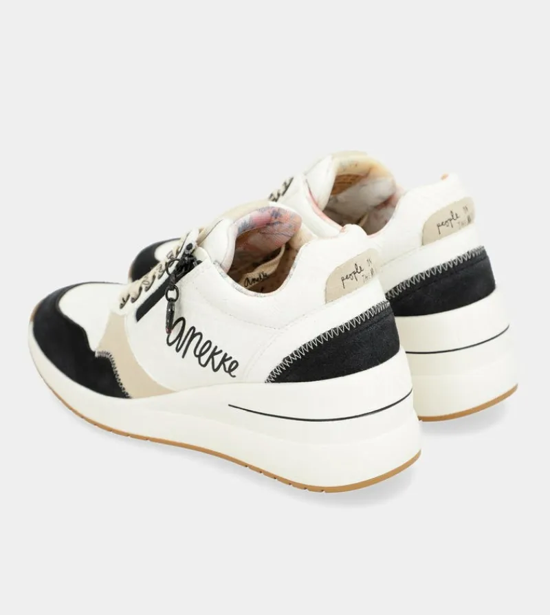 Anekke Black & White Wedge Sneakers Clearance
