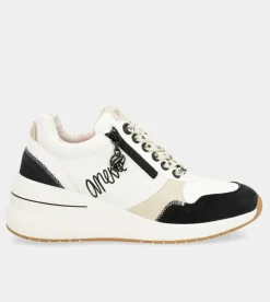 Anekke Black & White Wedge Sneakers Clearance