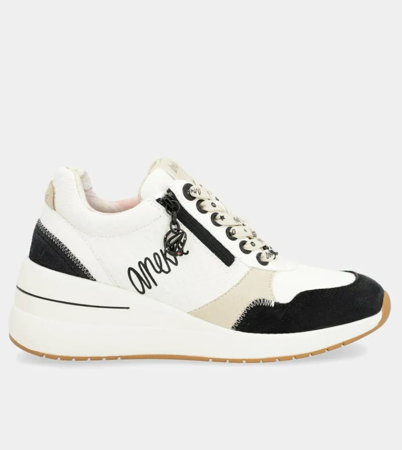 Anekke Black & White Wedge Sneakers Clearance