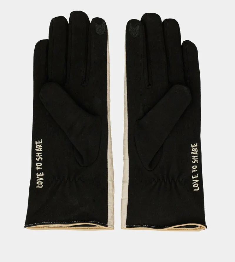 Anekke Black And Beige Contemporary Gloves Cheap