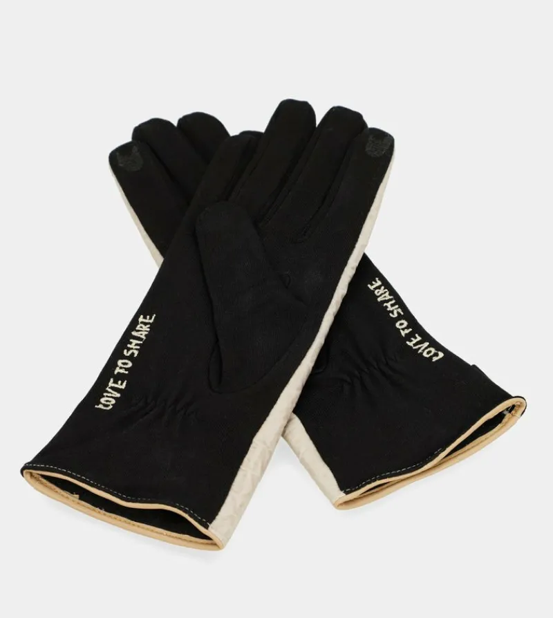 Anekke Black And Beige Contemporary Gloves Cheap