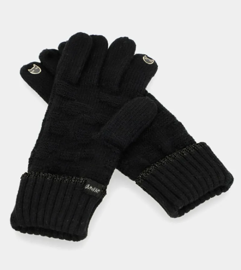 Anekke Black Knit Gloves New