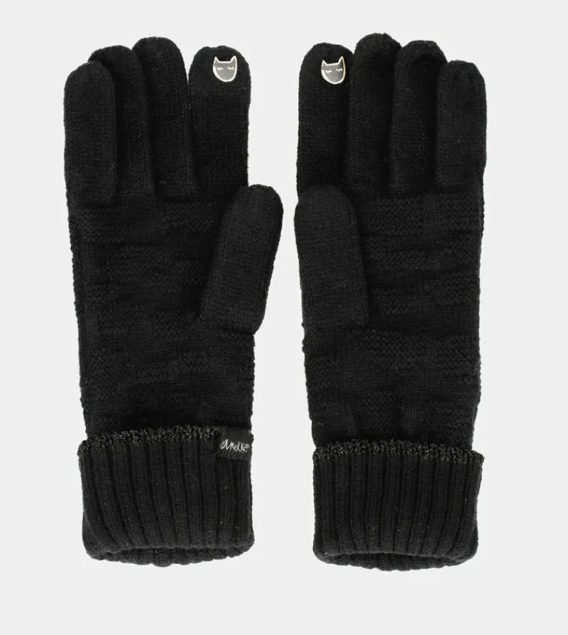 Anekke Black Knit Gloves New