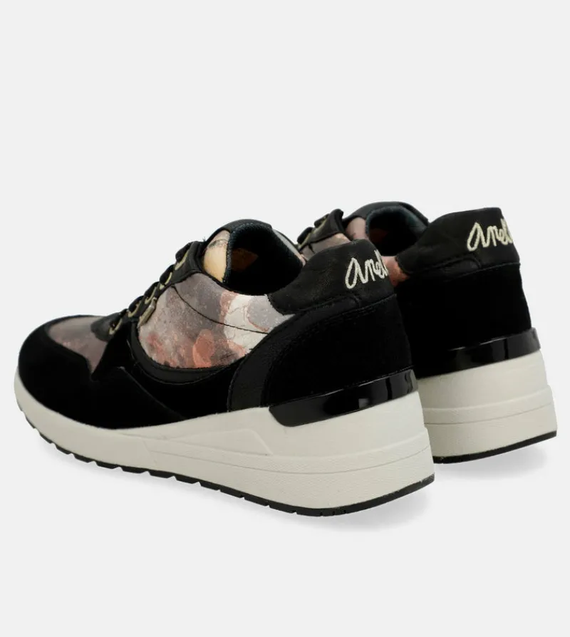 Anekke Black Padded Sports Sneakers With Wedge Fashion