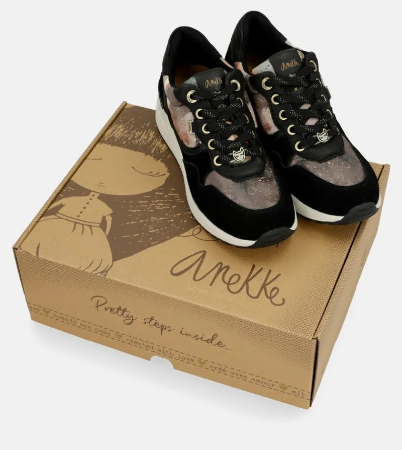 Anekke Black Padded Sports Sneakers With Wedge Fashion