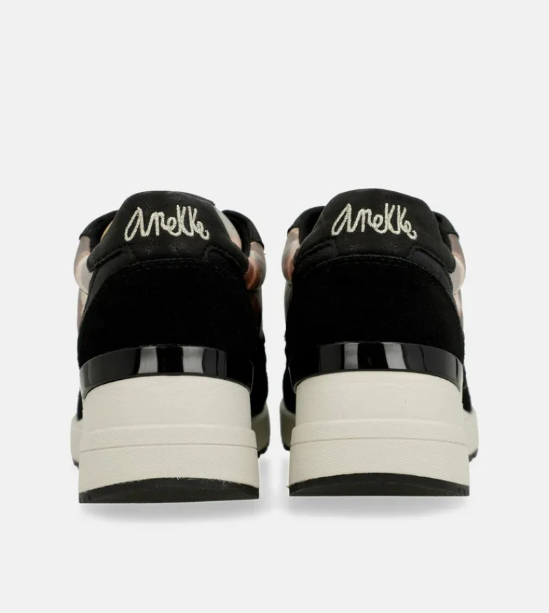 Anekke Black Padded Sports Sneakers With Wedge Fashion