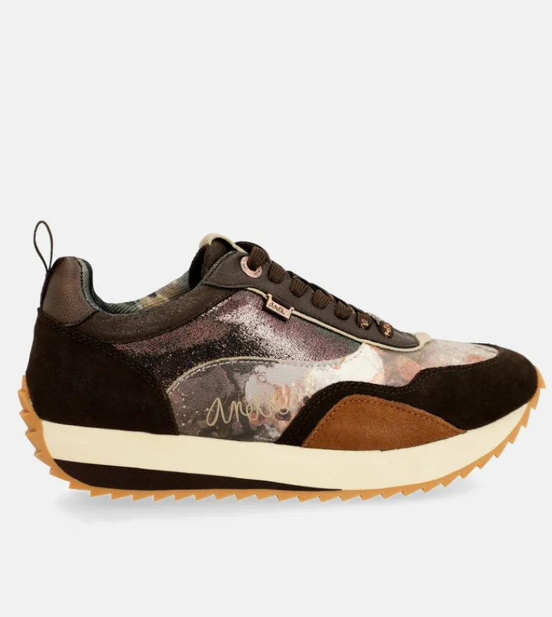 Anekke Brown Palette Patterned Sports Sneakers Flash Sale