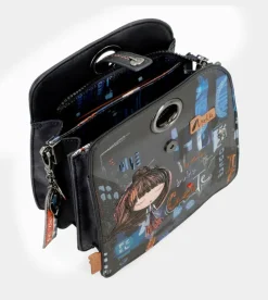 Anekke Contemporary Geometric 3 Compartment Shoulder Bag New