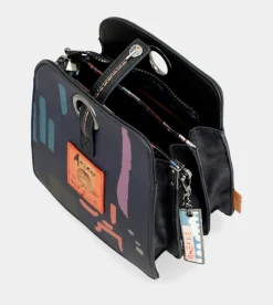 Anekke Contemporary Geometric 3 Compartment Shoulder Bag New