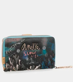 Anekke Coral Black Coin Purse Wallet New