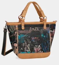 Anekke Coral Black Oval Shopper With Shoulder Strap Online