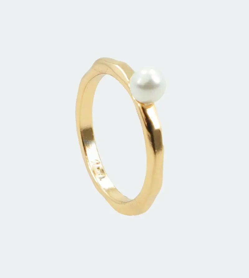 Anekke Golden Ring With Fehu Pearl Sale
