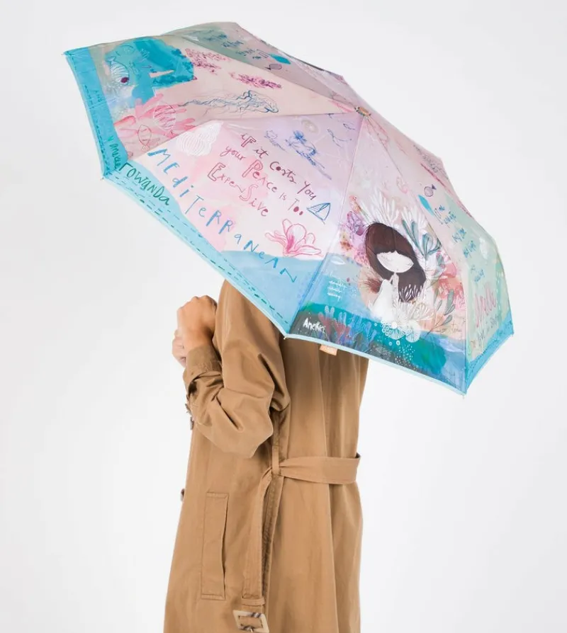 Anekke Mediterranean Manual Folding Umbrella Clearance