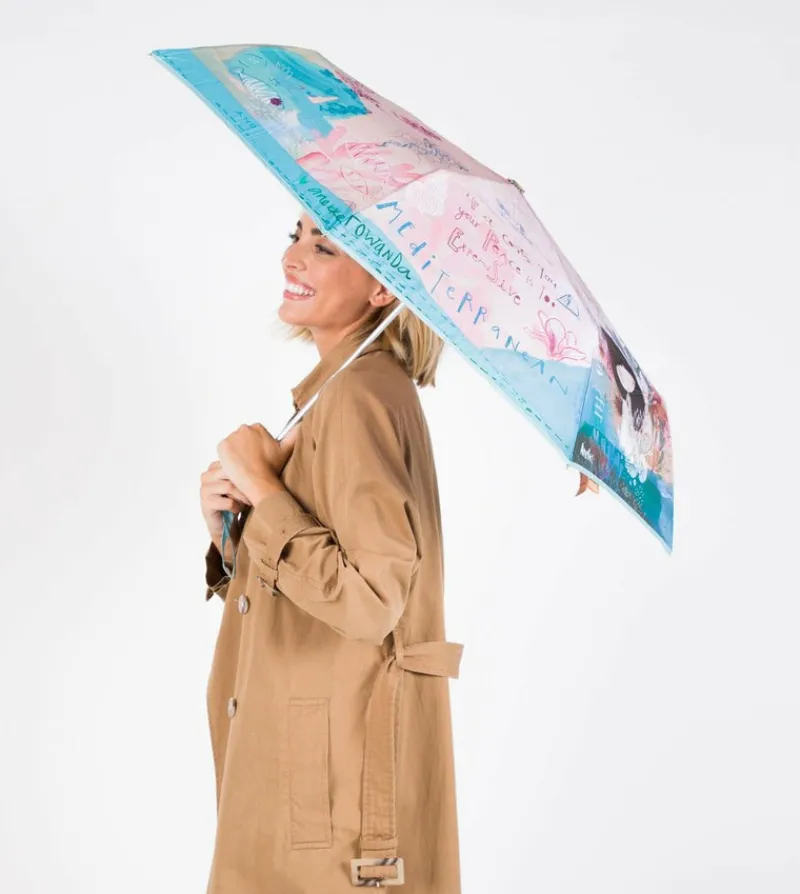 Anekke Mediterranean Manual Folding Umbrella Clearance