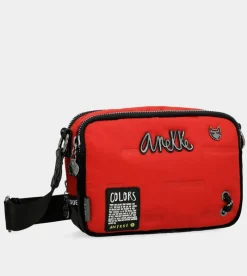 Anekke Nature Colors Red Rectangular Shoulder Bag Fashion