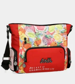 Anekke Nature Colors Red Shoulder Bag With Pockets Hot