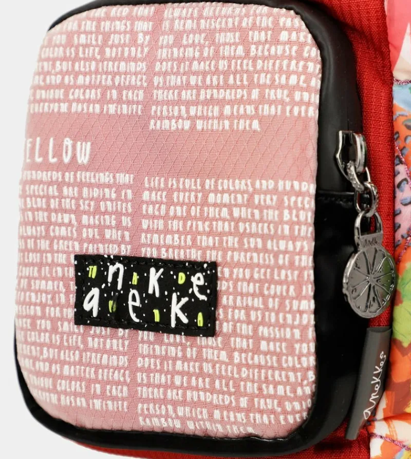 Anekke Nature Colors Red Shoulder Bag With Pockets Hot
