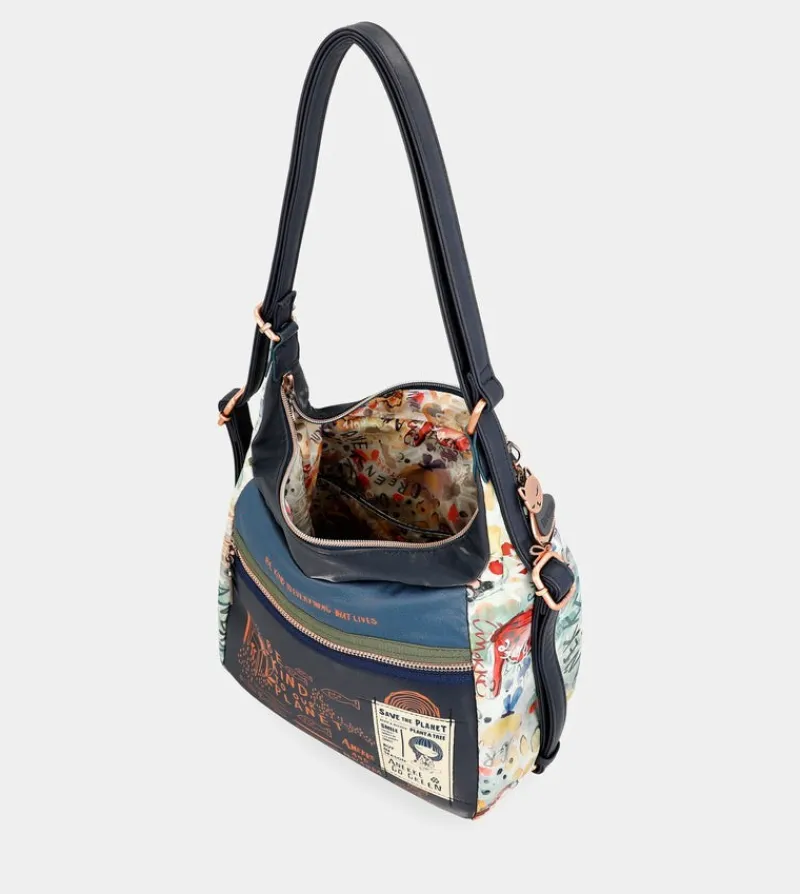 Anekke Nature Pachamama Convertible Crossbody Bag Into A Backpack New