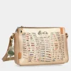 Anekke Nature Pachamama Golden Crossbody Bag With Three Compartments Cheap