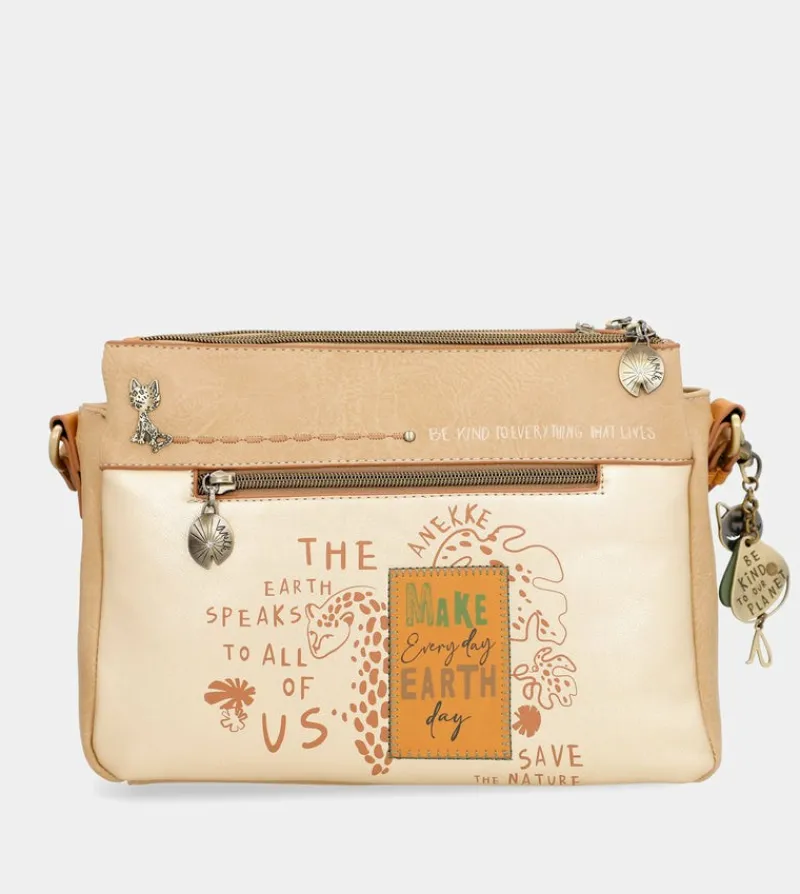 Anekke Nature Pachamama Golden Crossbody Bag With Three Compartments Cheap