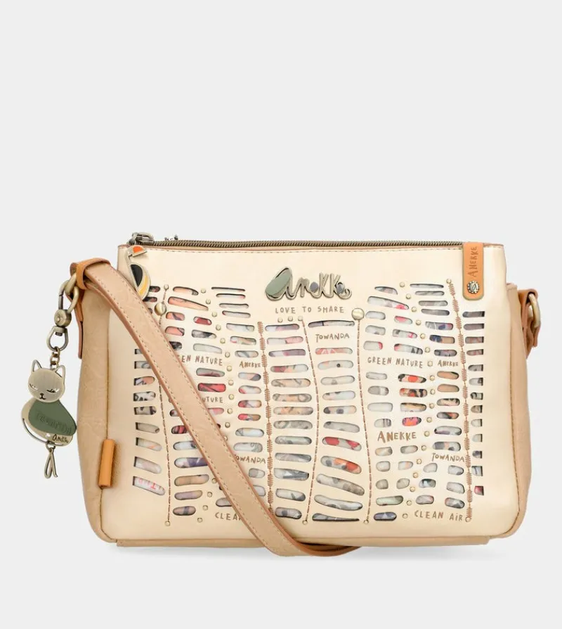 Anekke Nature Pachamama Golden Crossbody Bag With Three Compartments Cheap