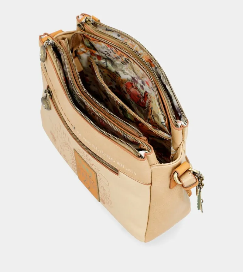Anekke Nature Pachamama Golden Crossbody Bag With Three Compartments Cheap