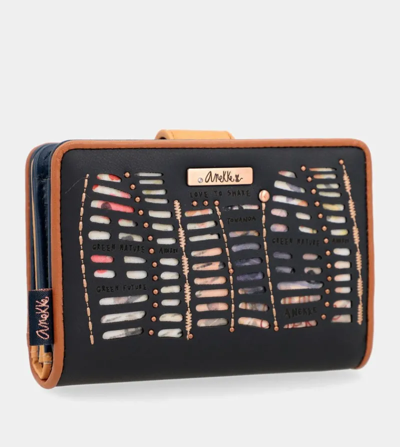 Anekke Nature Pachamama Medium Rfid Wallet Navy Blue Discount