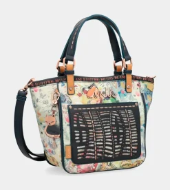 Anekke Nature Pachamama Navy Blue Printed Tote Bag Cheap