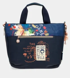Anekke Nature Pachamama Navy Blue Tote Bag With Shoulder Strap Fashion