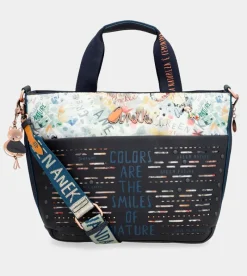 Anekke Nature Pachamama Navy Blue Tote Bag With Shoulder Strap Fashion