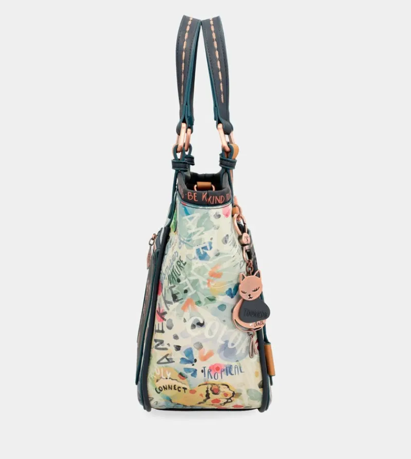 Anekke Nature Pachamama Navy Blue Printed Tote Bag Cheap