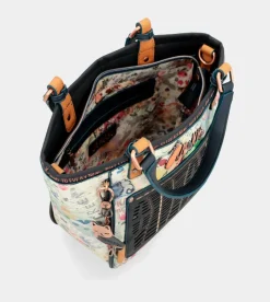 Anekke Nature Pachamama Navy Blue Printed Tote Bag Cheap