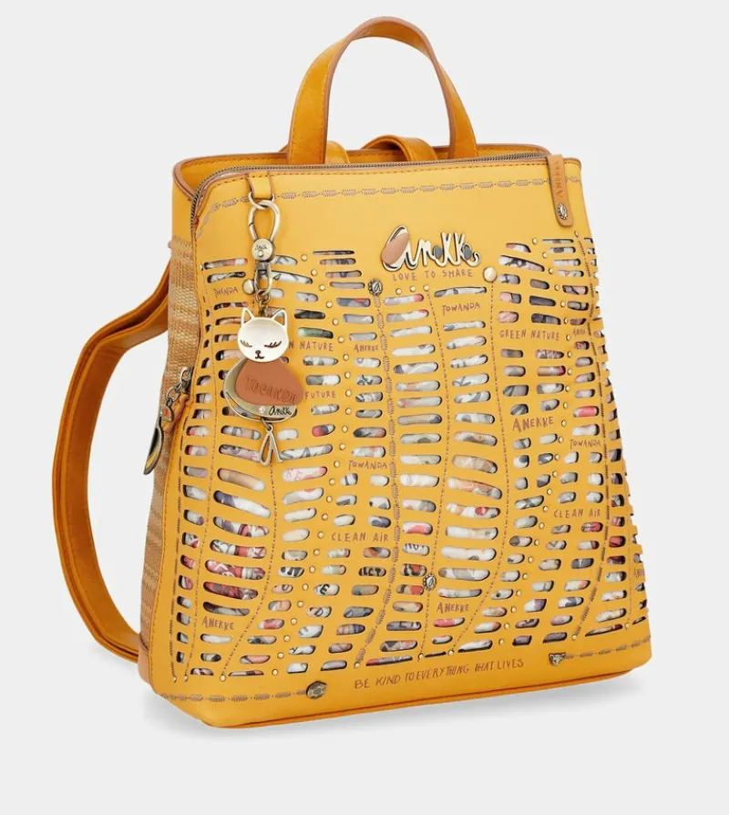 Anekke Nature Pachamama Ochre Backpack With 3 Compartments Hot