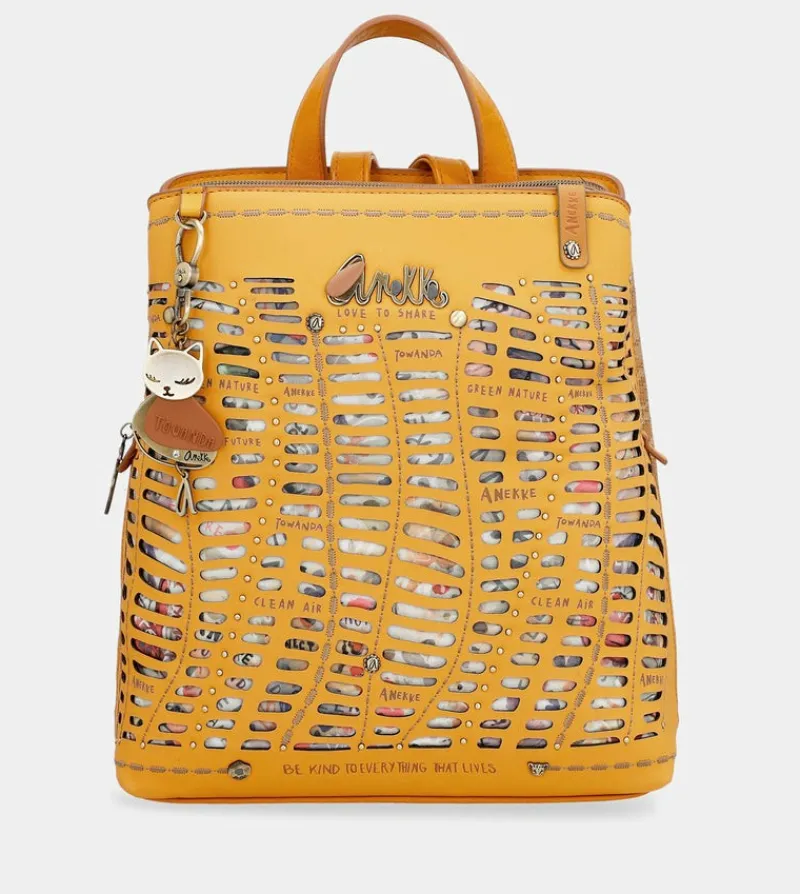 Anekke Nature Pachamama Ochre Backpack With 3 Compartments Hot