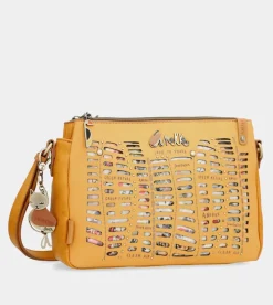 Anekke Nature Pachamama Ochre Crossbody Bag With 3 Compartments Best Sale