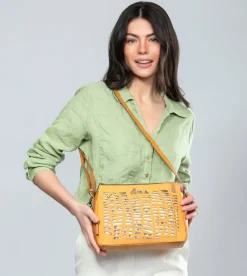 Anekke Nature Pachamama Ochre Crossbody Bag With 3 Compartments Best Sale