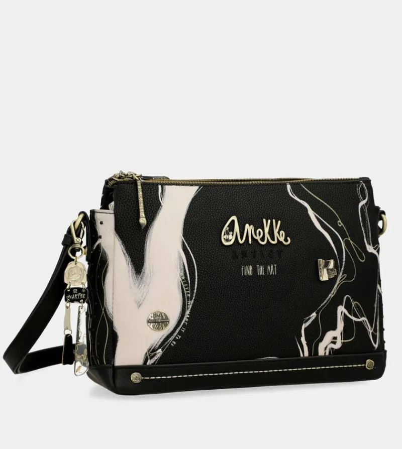 Anekke Nature Shodo Black 3 Compartment Shoulder Bag Hot