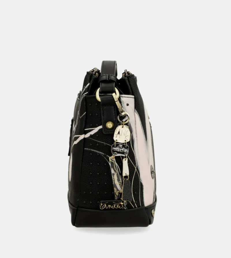 Anekke Nature Shodo Black 3 Compartment Shoulder Bag Hot
