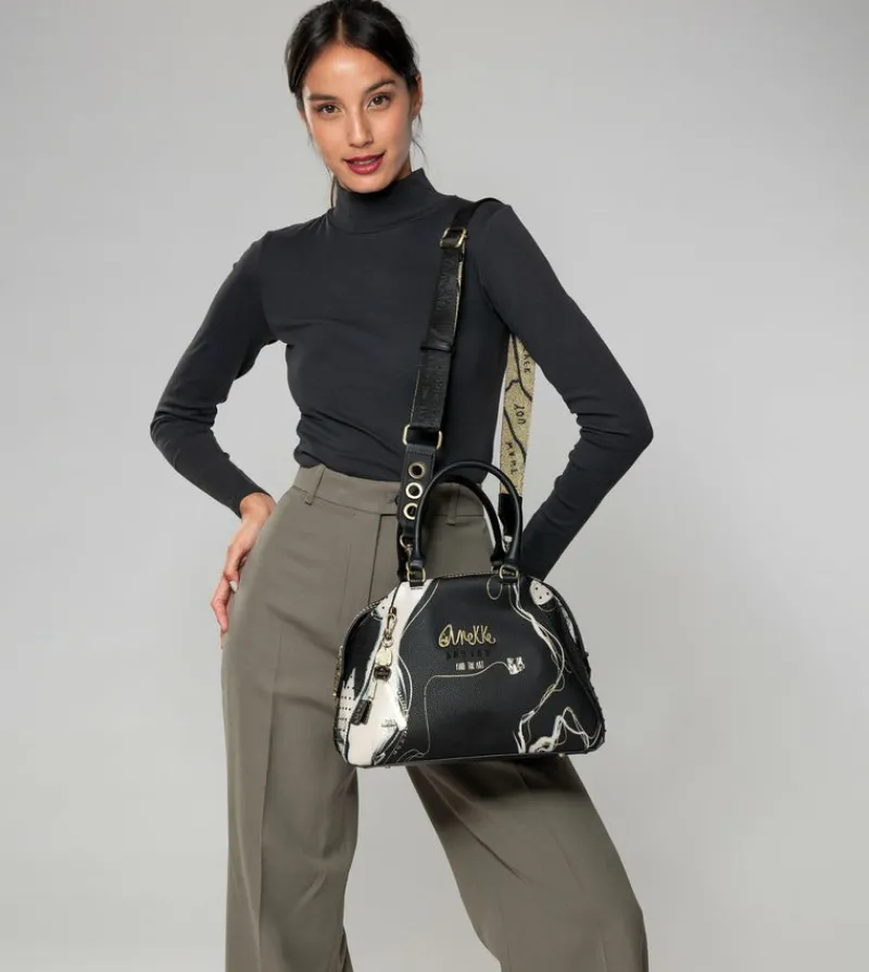 Anekke Nature Shodo Black 2-Handle Shoulder Bag Fashion