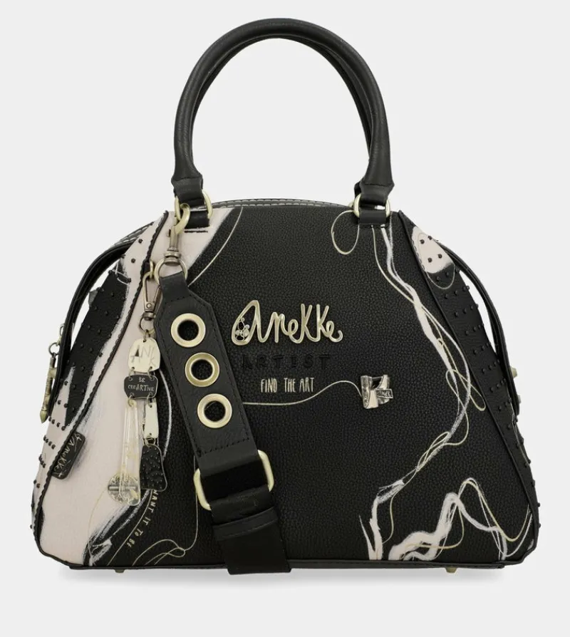 Anekke Nature Shodo Black 2-Handle Shoulder Bag Fashion