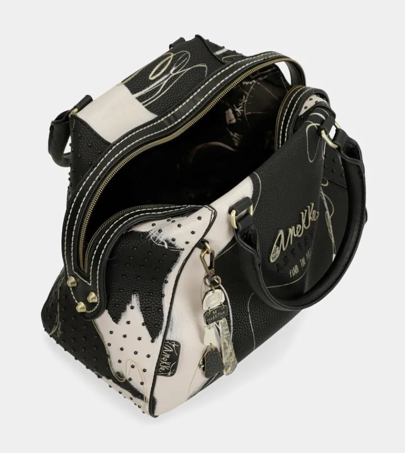 Anekke Nature Shodo Black 2-Handle Shoulder Bag Fashion