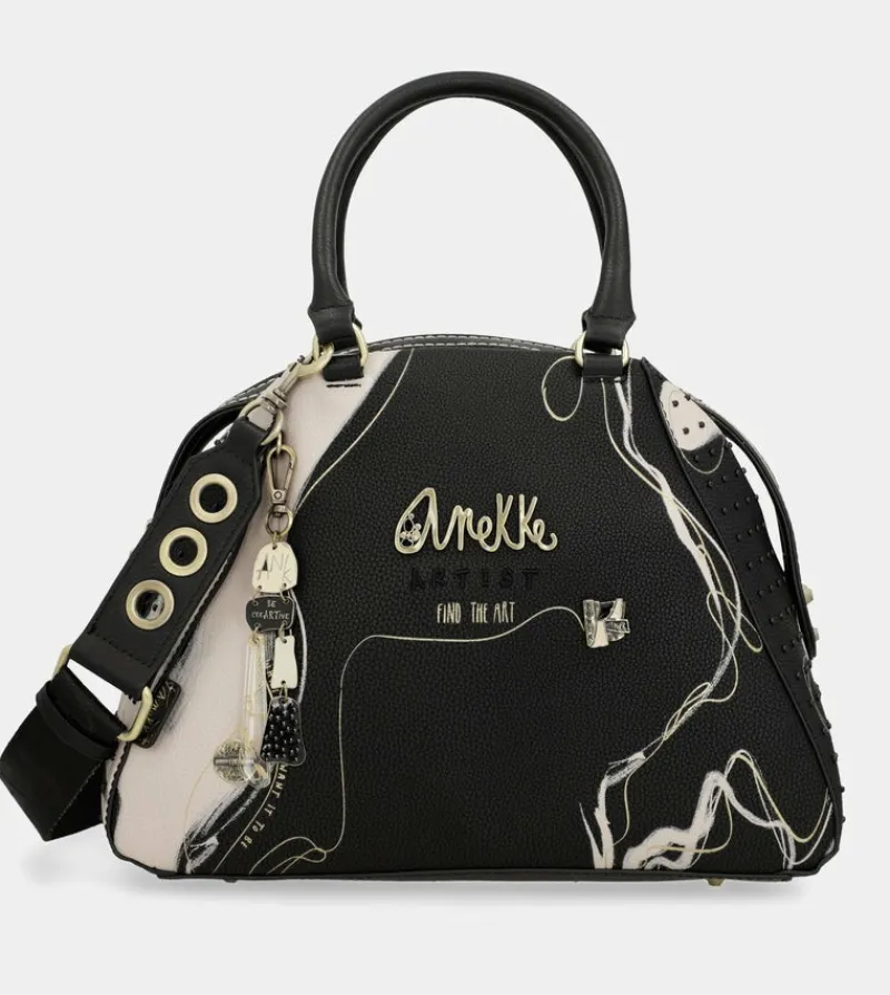 Anekke Nature Shodo Black 2-Handle Shoulder Bag Fashion