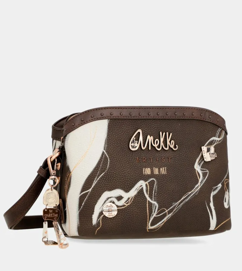Anekke Nature Shodo Brown 3 Compartments Shoulder Bag Discount