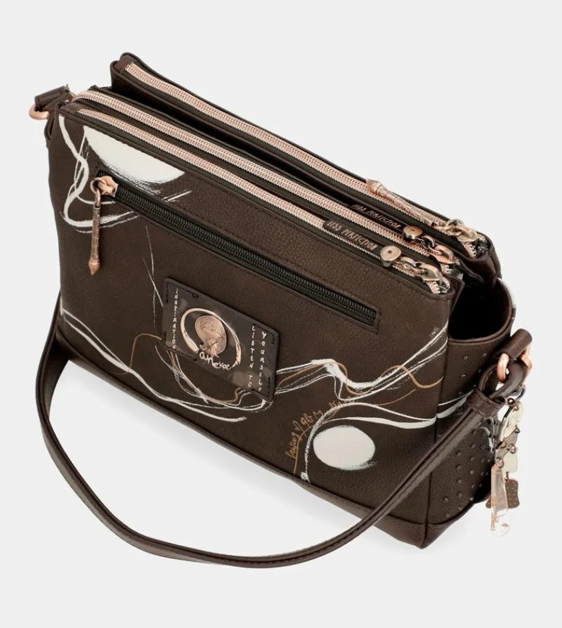 Anekke Nature Shodo Brown 3 Compartment Messenger Bag Brown Best